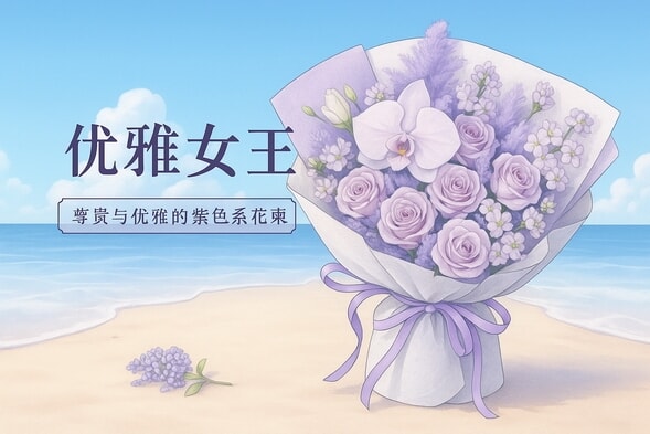 紫玫瑰蝴蝶兰混搭花束 详情图 2